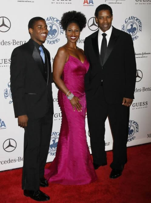 Malcolm Washington with his father, Denzel Washington, and mother, Pauletta Pearson.